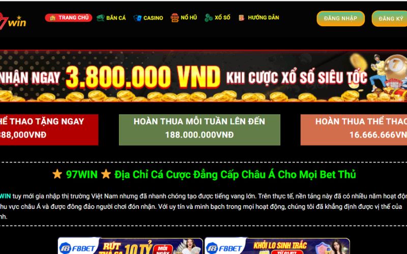 Giao diện của 97win dễ dàng thao tác và sử dụng